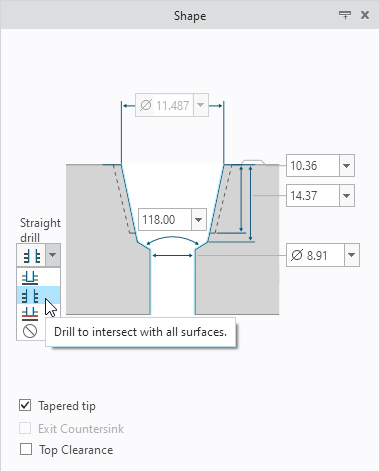 Hole feature in Creo 8